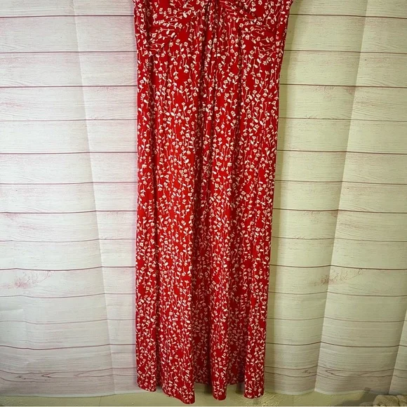 Lands End Red Floral Twist Front Floral Maxi Dress Size Large - Picture 5 of 10
